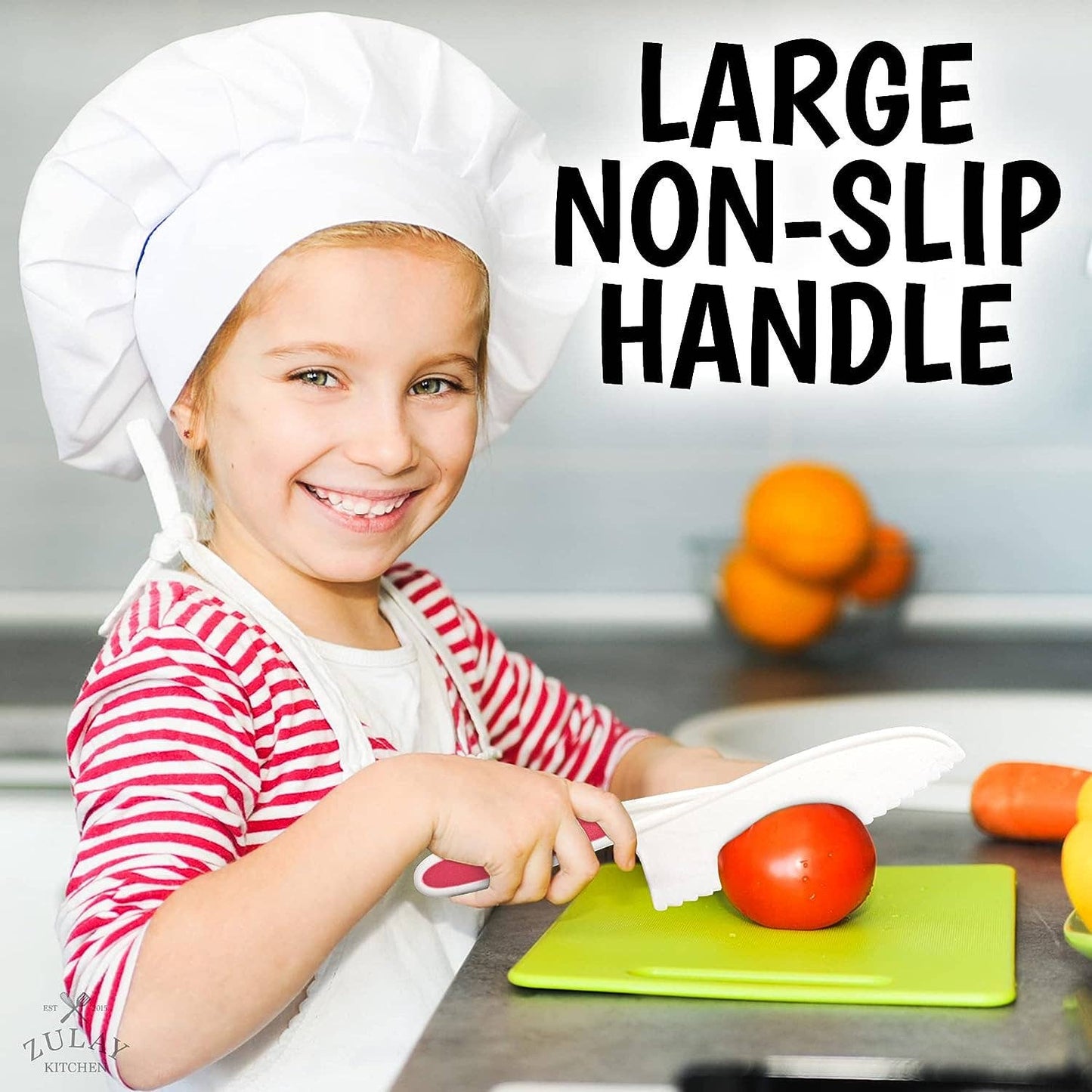 Zulay Kitchen 3 piece Safety Knife Set for Kids: White