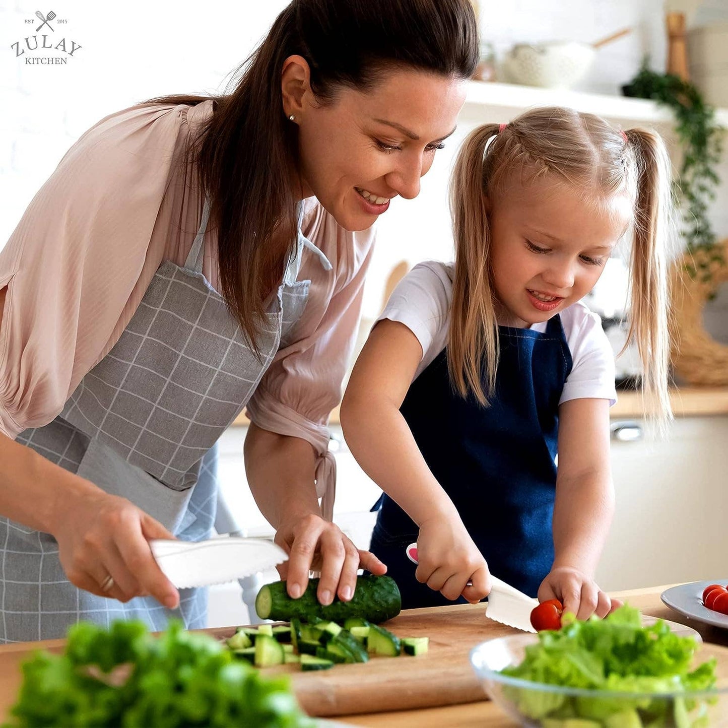Zulay Kitchen 3 piece Safety Knife Set for Kids: White
