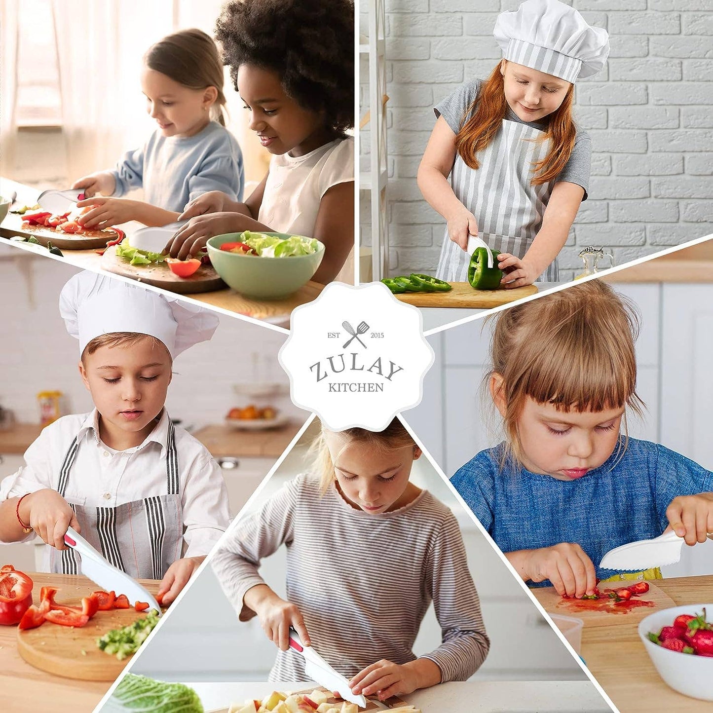 Zulay Kitchen 3 piece Safety Knife Set for Kids: White