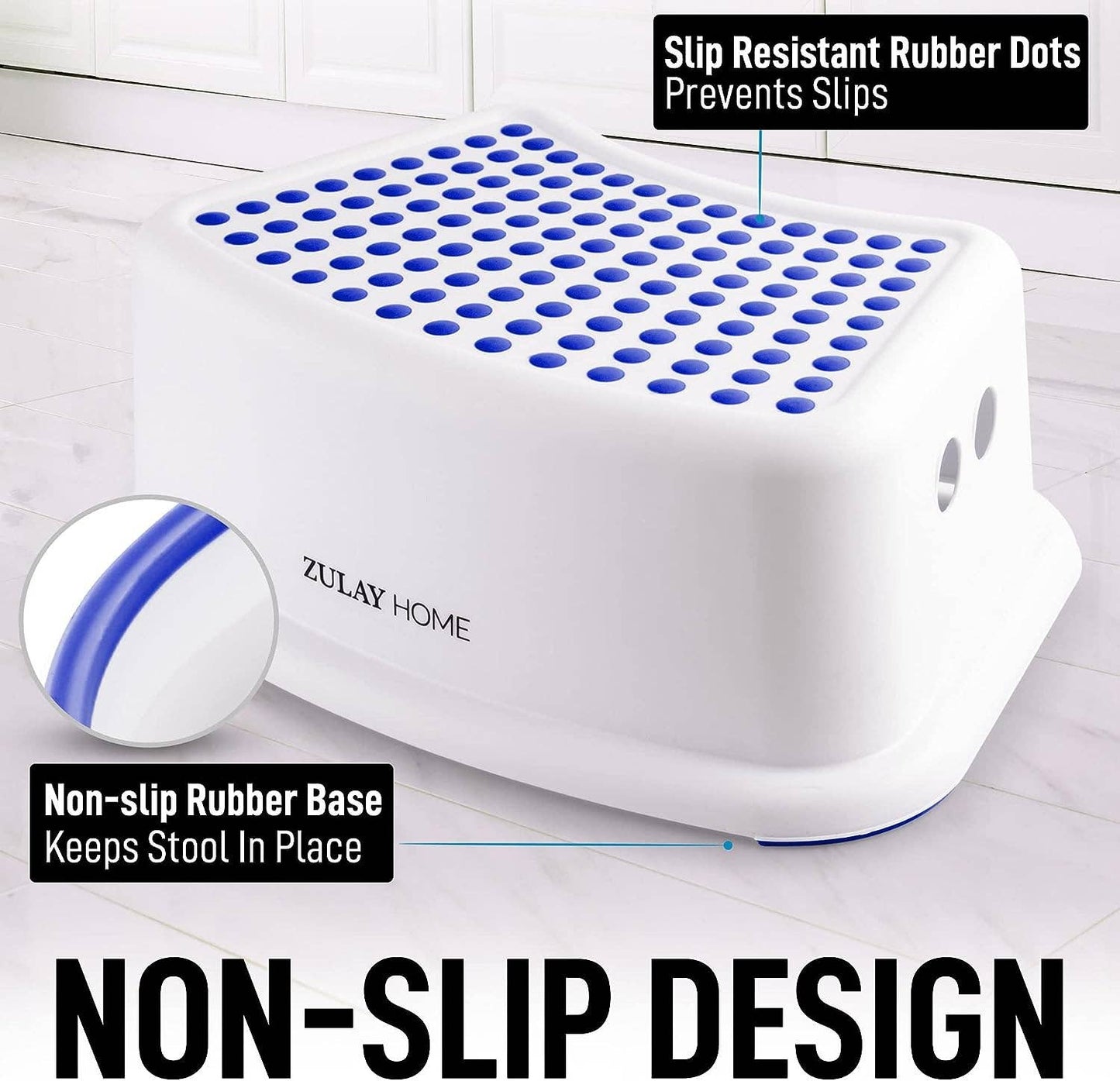 Zulay Home Step Stools for Kids - Toddler Step Stool: Blue