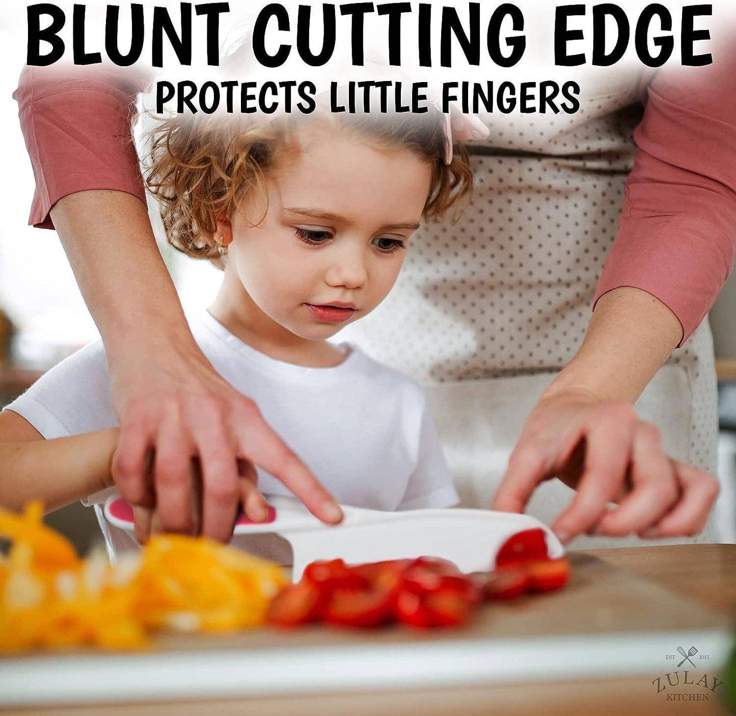 Zulay Kitchen 3 piece Safety Knife Set for Kids: White