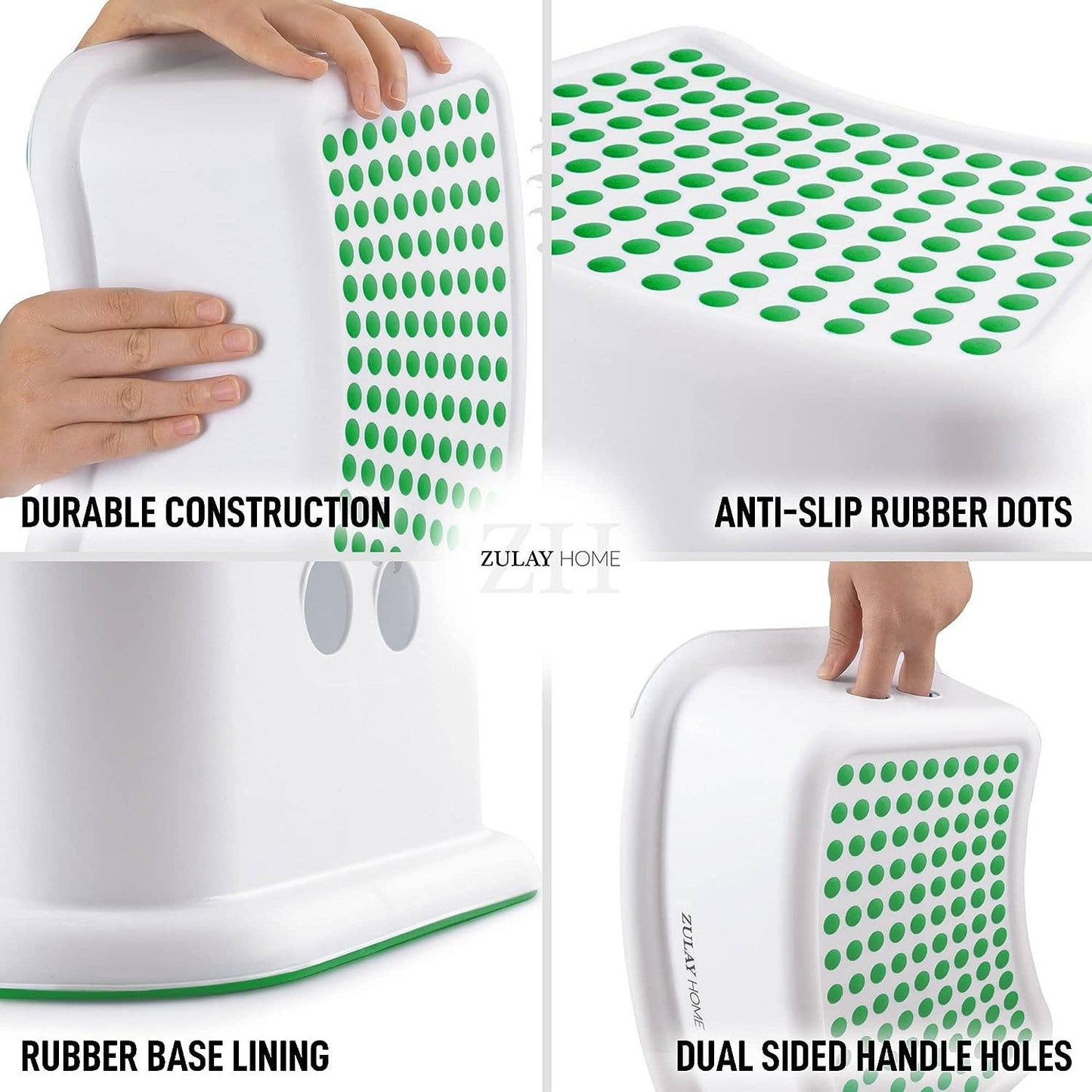 Zulay Home Step Stools for Kids - Toddler Step Stool: Green