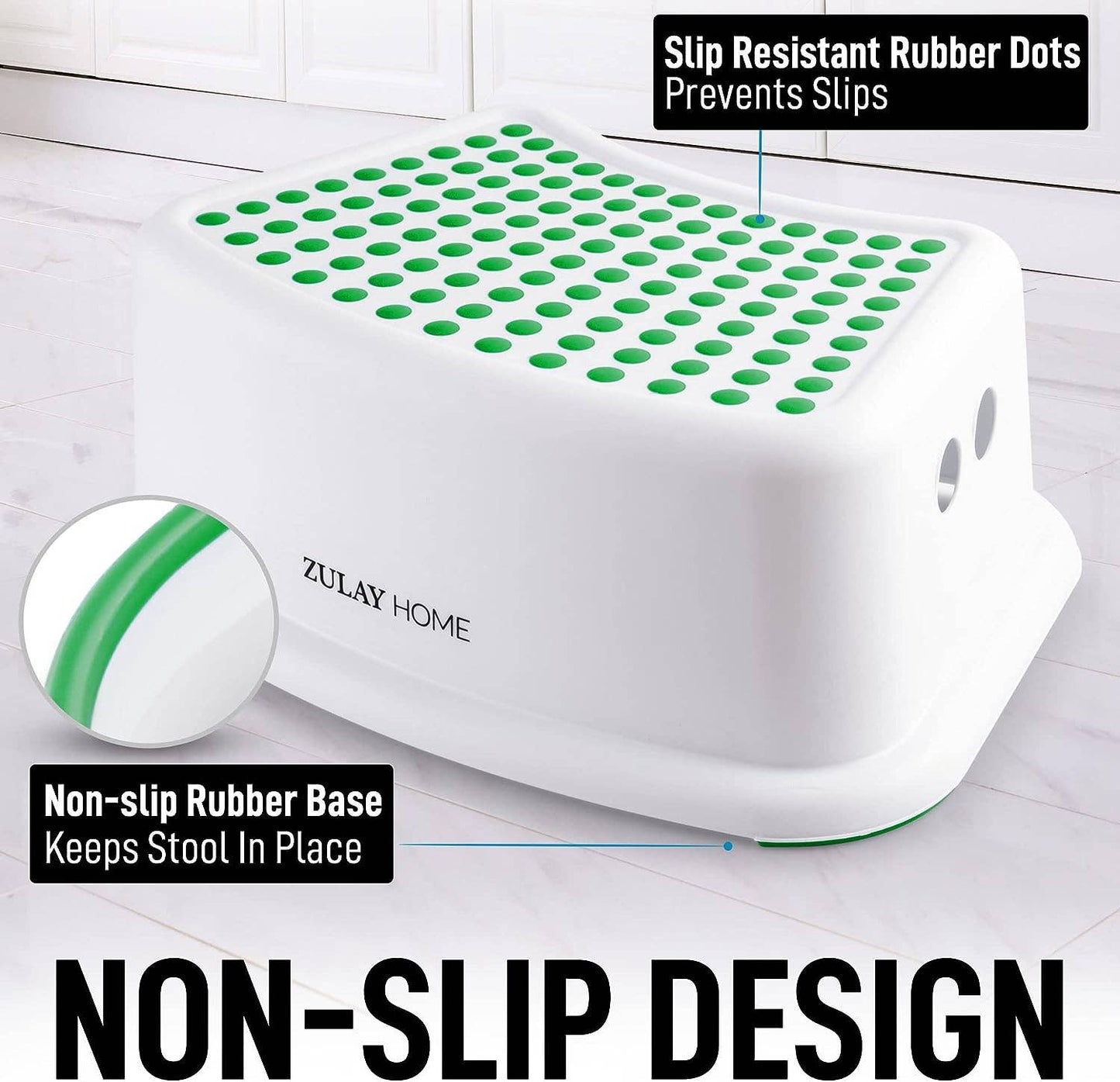 Zulay Home Step Stools for Kids - Toddler Step Stool: Green
