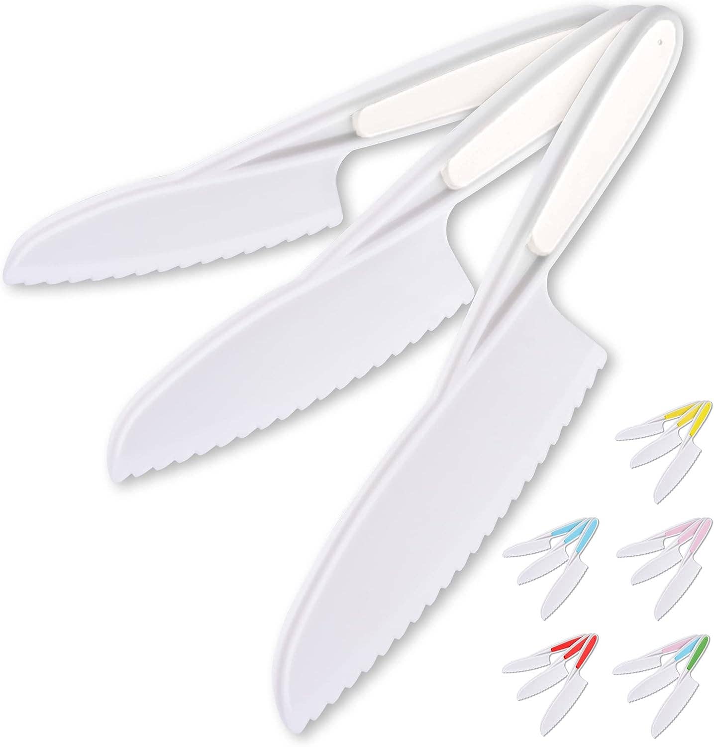 Zulay Kitchen 3 piece Safety Knife Set for Kids: White