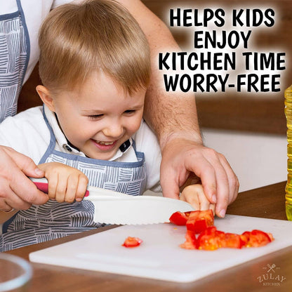 Zulay Kitchen 3 piece Safety Knife Set for Kids: White